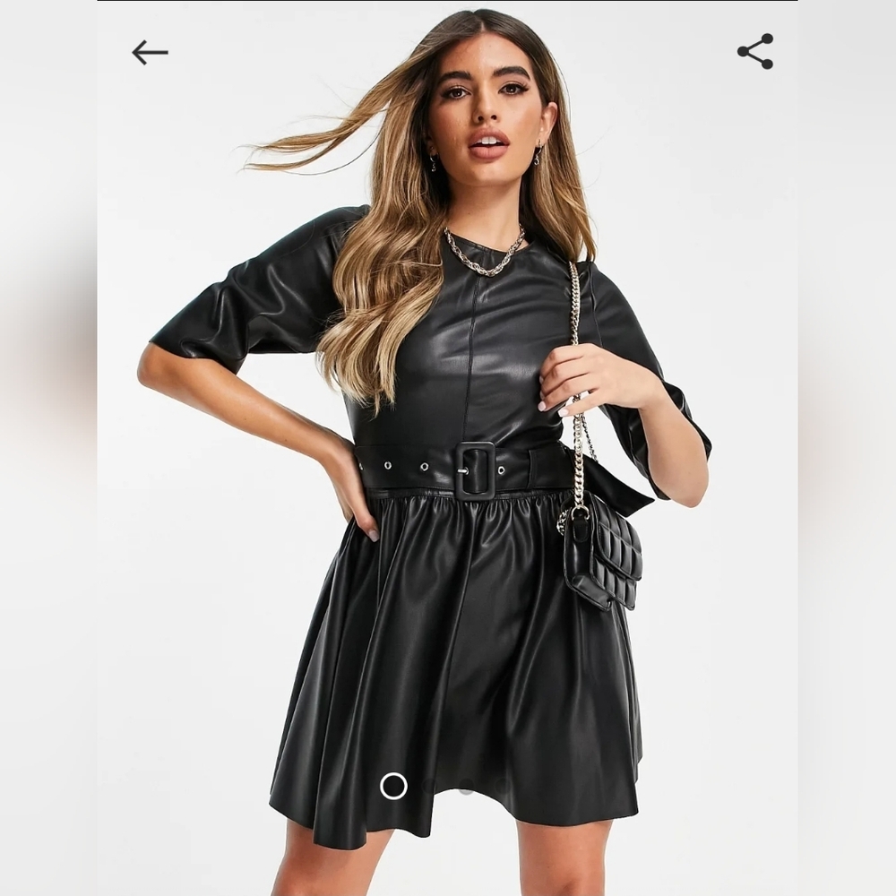 ASOS Black Faux Leather Mini Dress